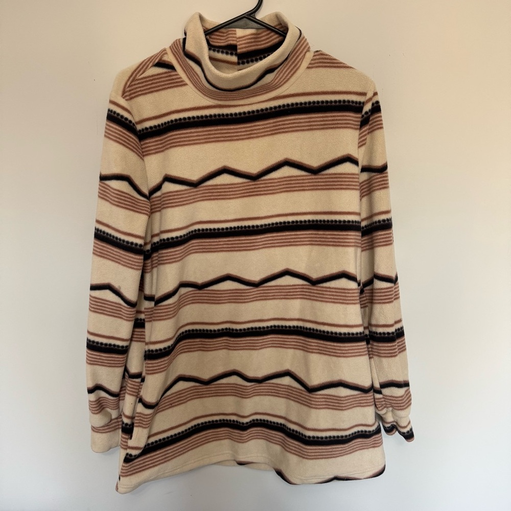 Mountain and Isles Striped Turtleneck Fleece